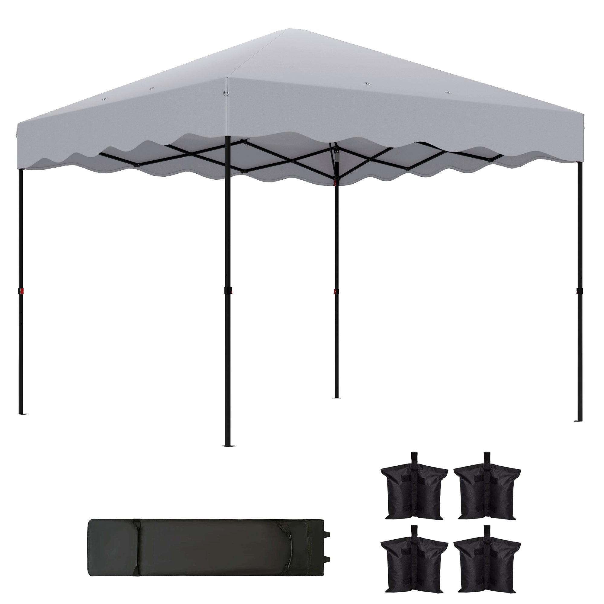 Pavilion Pop-up Folding, 3x3m, Water-Repellent, Winterproof, UV 50+, Light Grey
