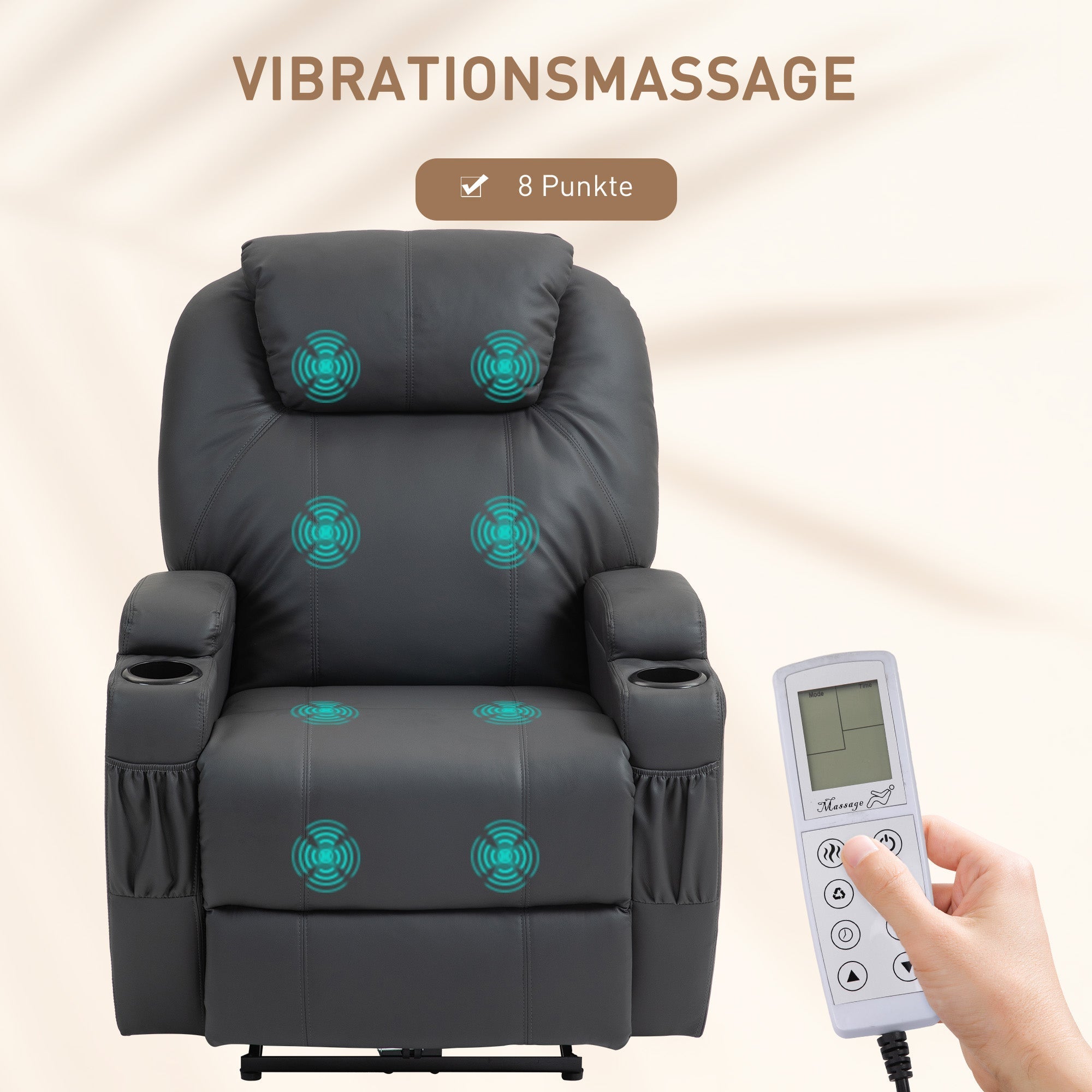 Reclining Armchair, Electric Massage TV Chair with Remote Control & Cup Holder, No Color/Material Specified