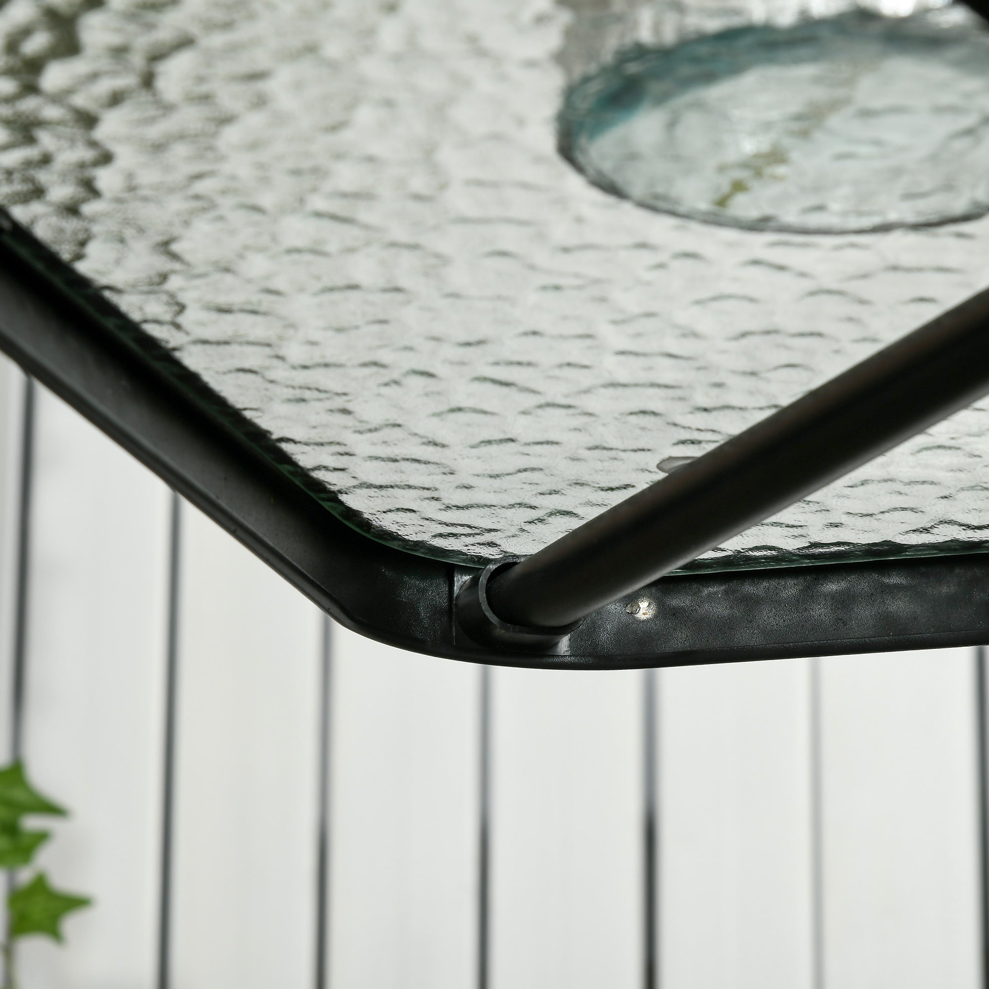 Garden Table Detachable 76x76cm Square Weatherproof with Parasol Hole, Metal Black