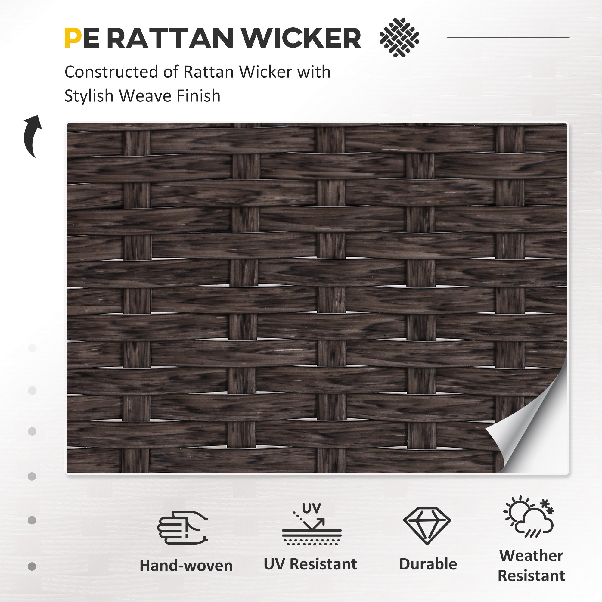5 Piece PE Rattan Garden Furniture Set with Padded Cushions and Glass Top Table, Brown