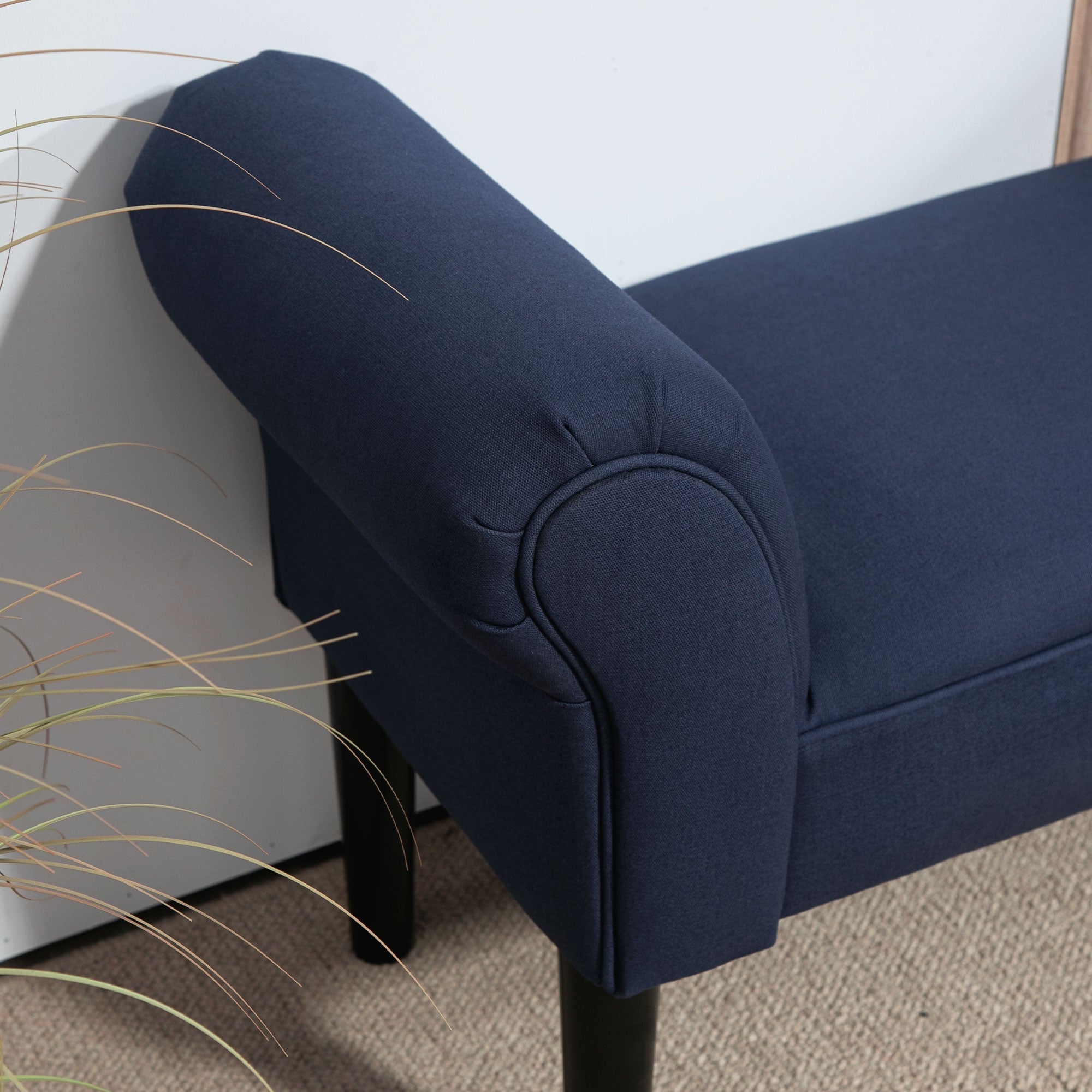 Bed Bench, Upholstered Seating Hallway, Canvas Blue