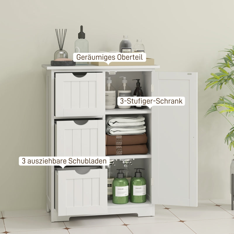Bathroom Cabinet with 3 Drawers, Adjustable Shelf, White