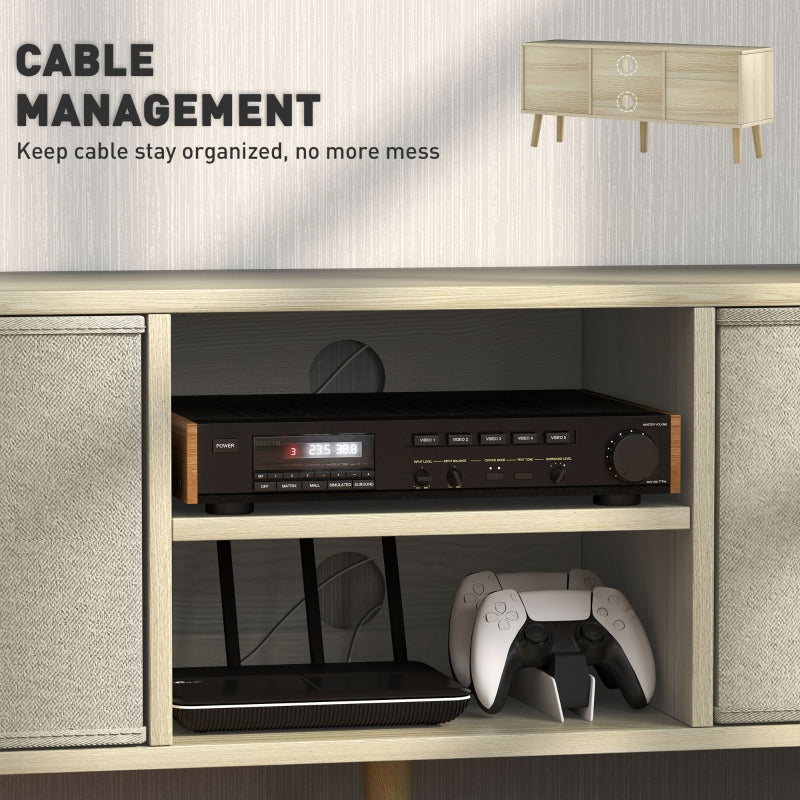 TV Cabinet Stand Unit for TVs up to 50'' Foldable Drawers, Natural