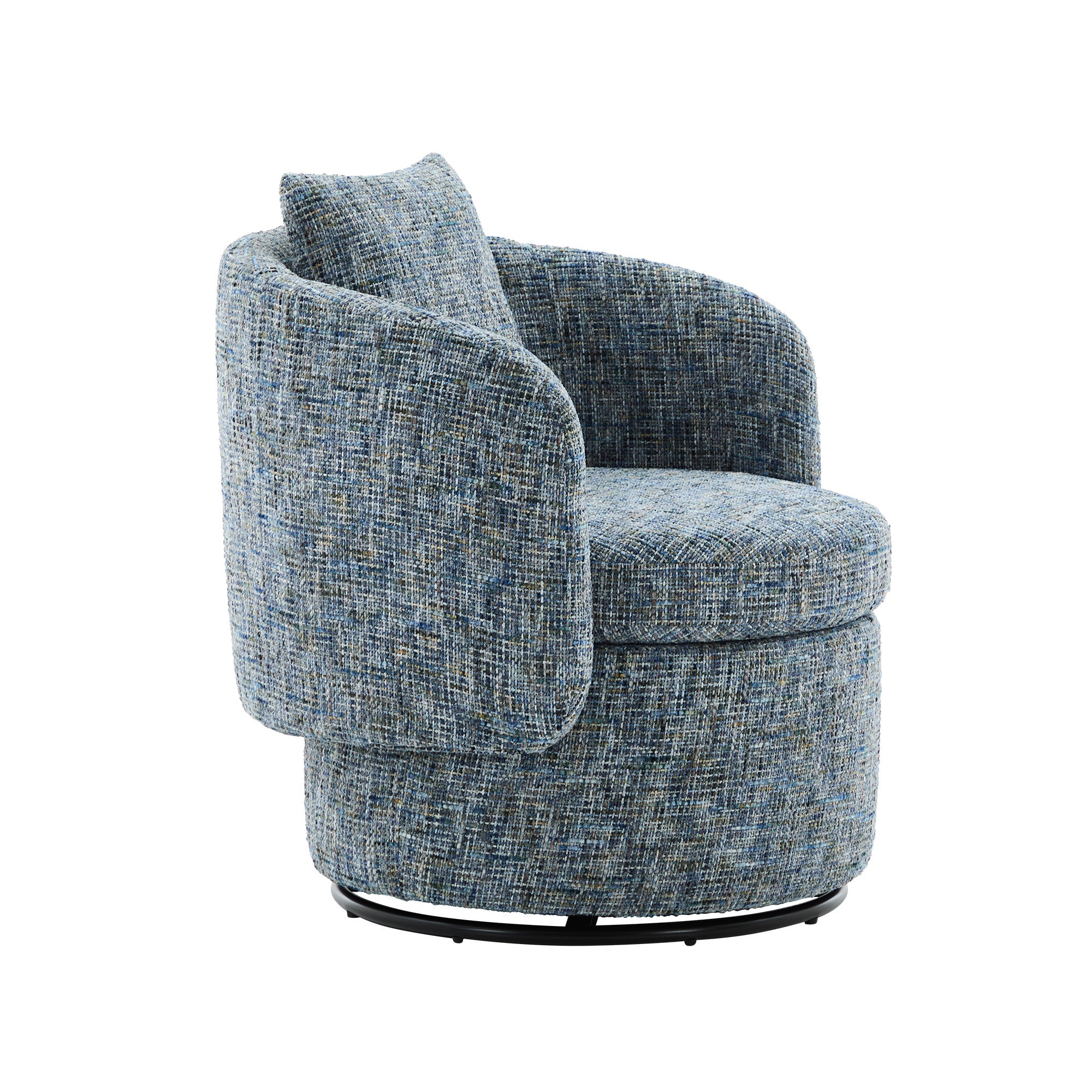 028 Swivel Accent Chair 360° Rotation Hidden Storage - Blue