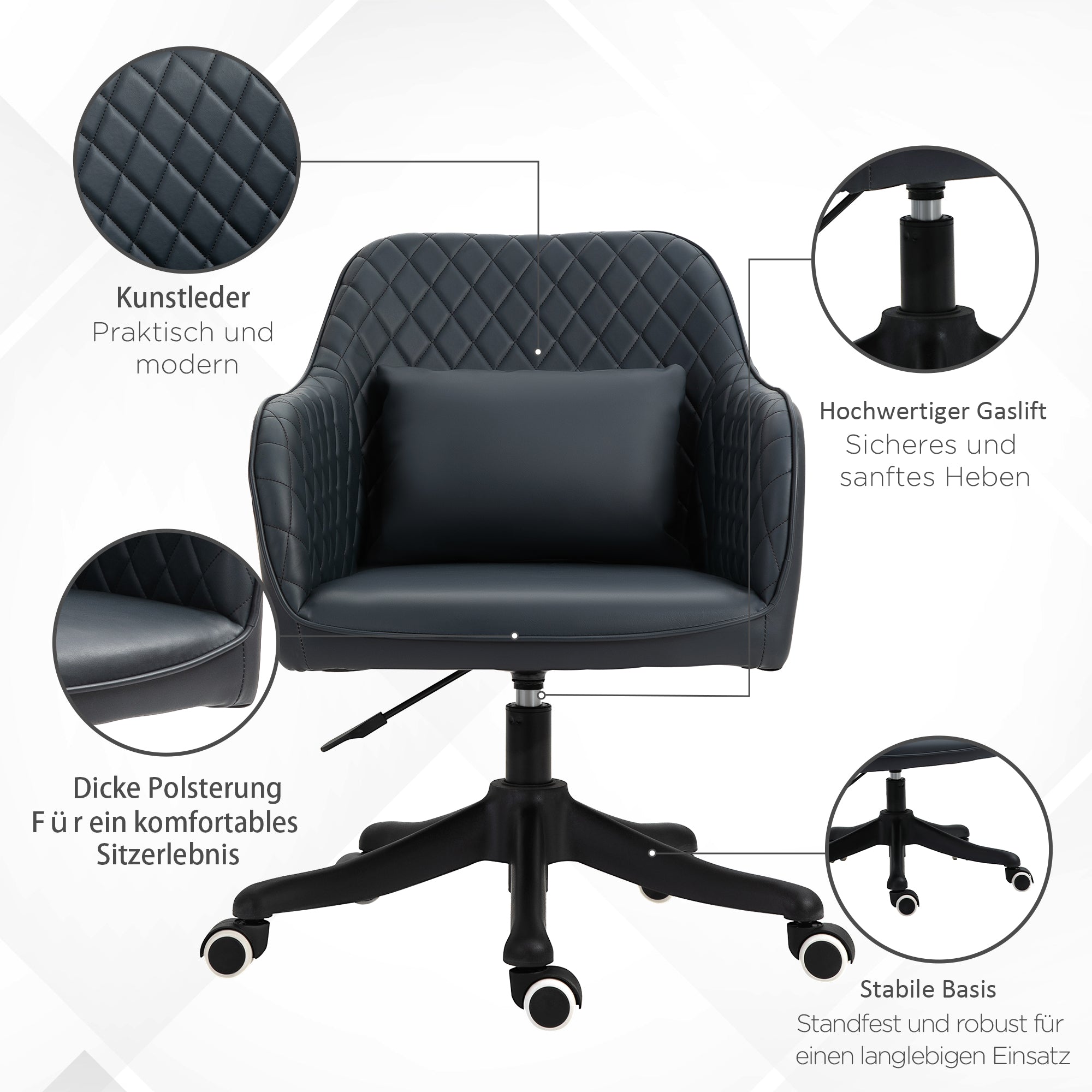 Vinsetto Swivel Massage Office Chair with Armrests, Lumbar Cushion, Green