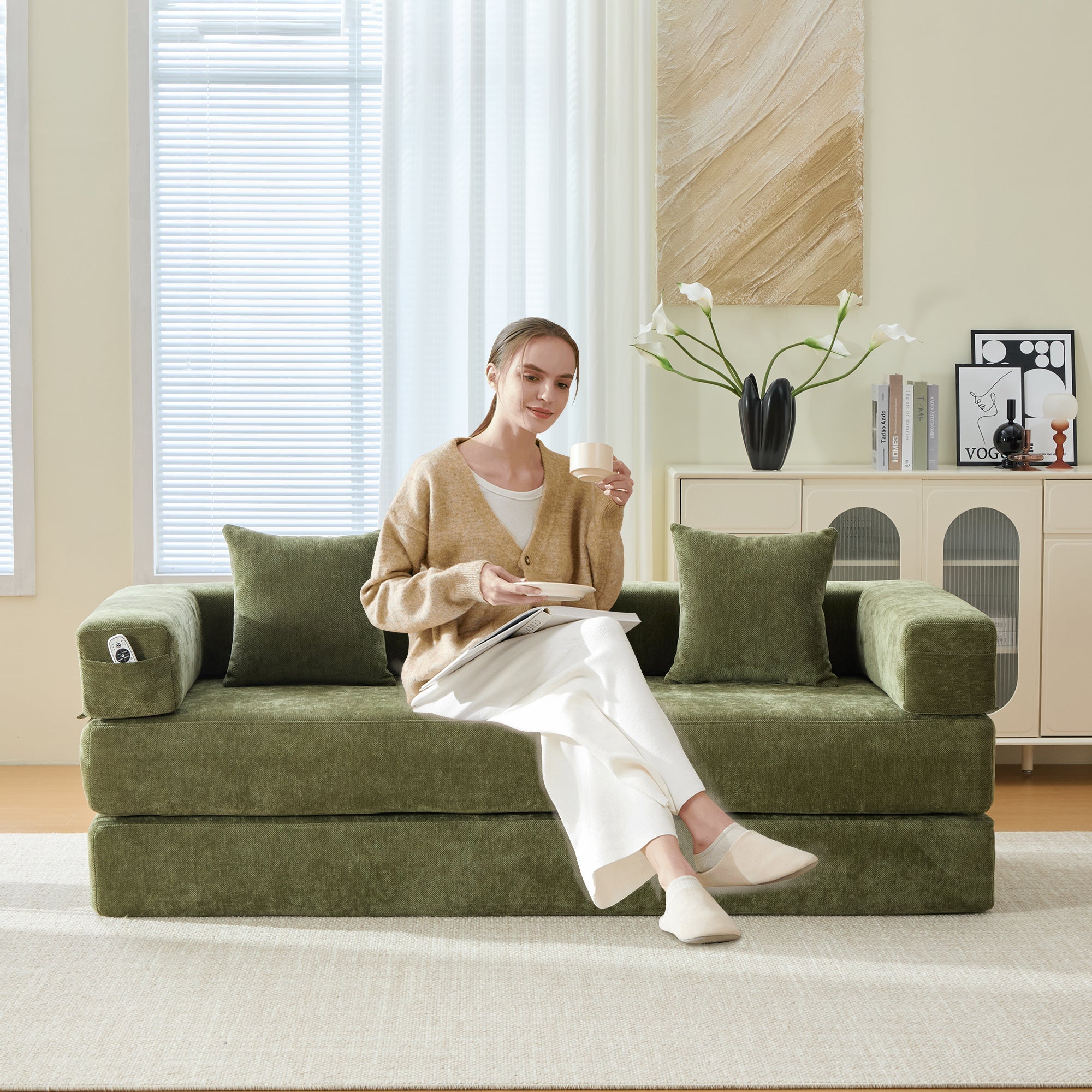 Modular Block Sofa, Super Soft Combinable Storage Non-Slip, Chenille