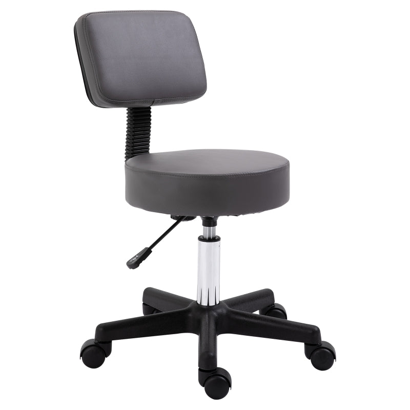 Beautician's Swivel Salon Chair Padded Seat Adjustable Height 5 Wheels Grey
