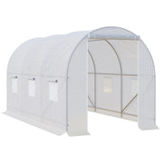 Polytunnel Greenhouse, 3.5 x 2 x 2 m Walk-in with Mesh Windows, Galvanised Steel, White