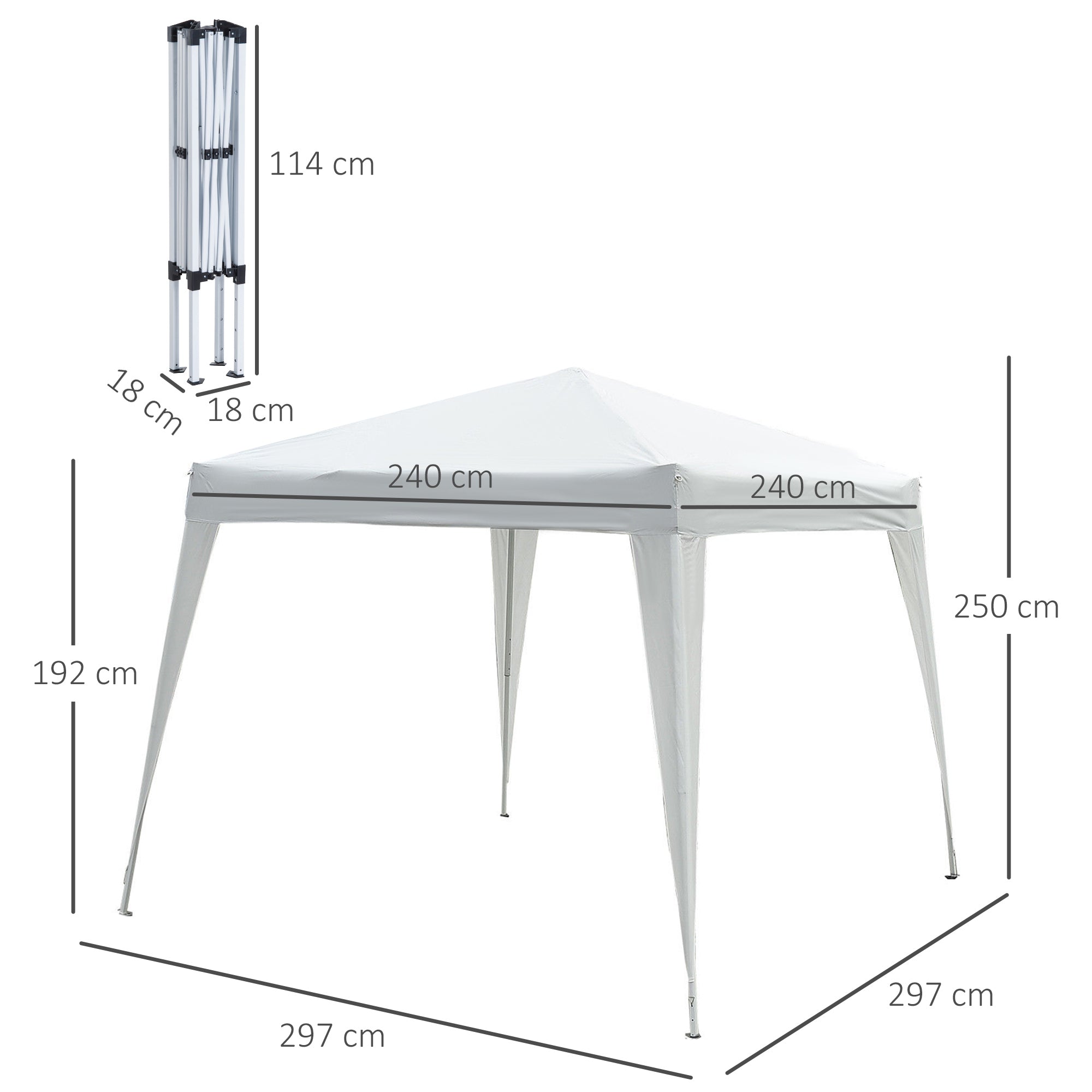 Folding Pavilion 2.4x2.4m Party Tent UV Protection Portable, Steel White