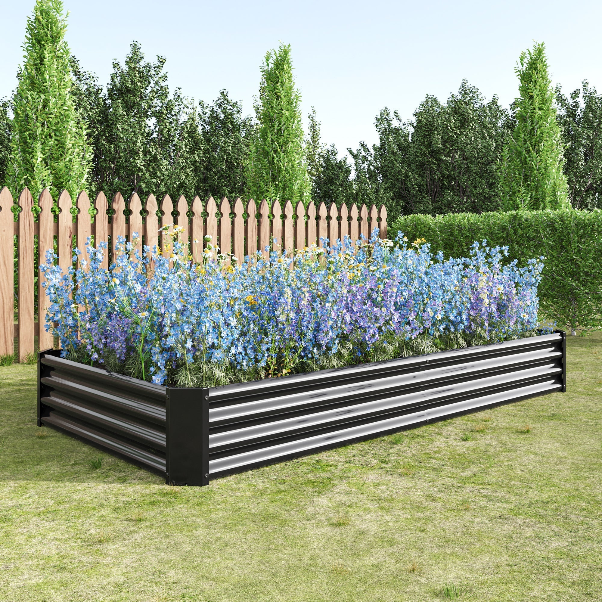 Metal Raised Garden Bed, Robust Steel Rustproof Durable Kit, Anthra