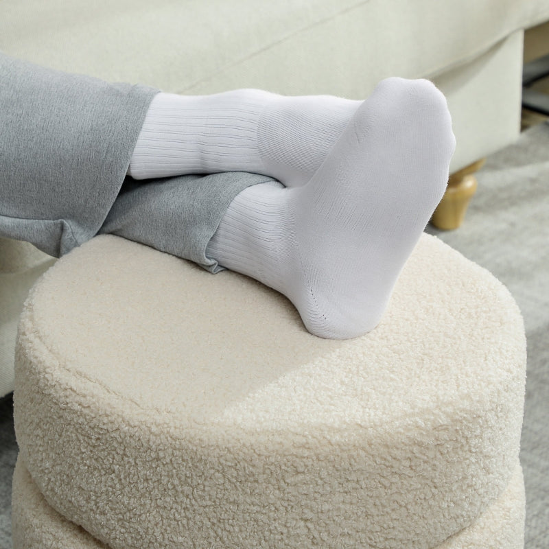 Stool, Round, Up to 120 kg, Teddy Fleece Beige