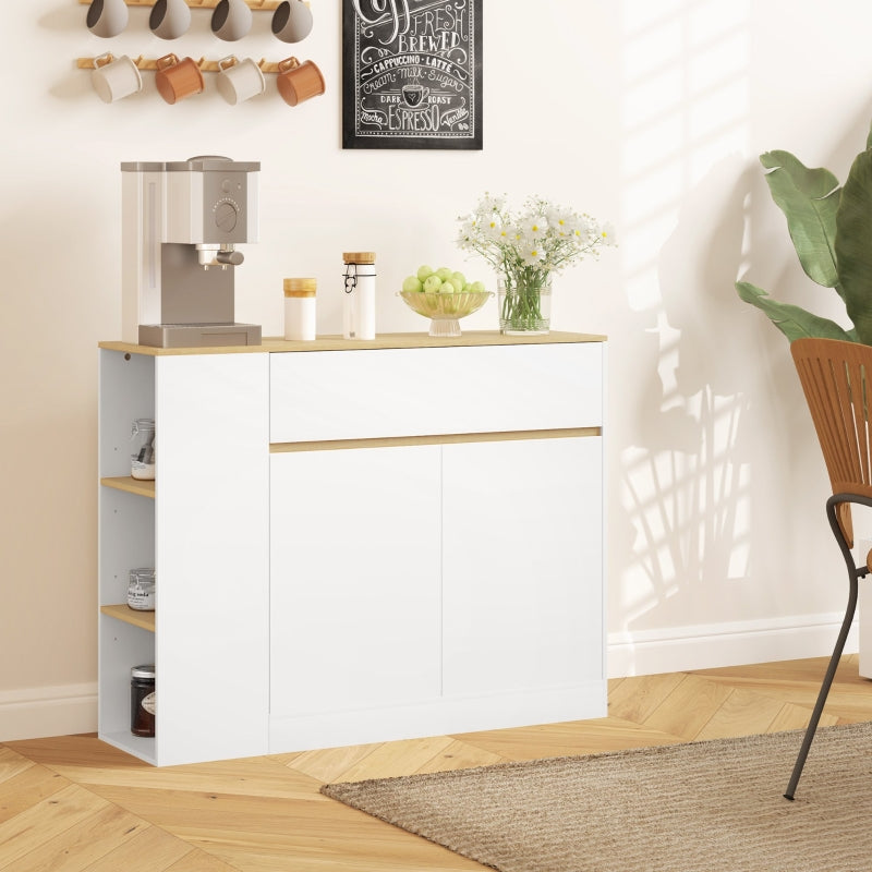 Sideboard, Kitchen Cabinet with Drawer, Adjustable Shelf, White