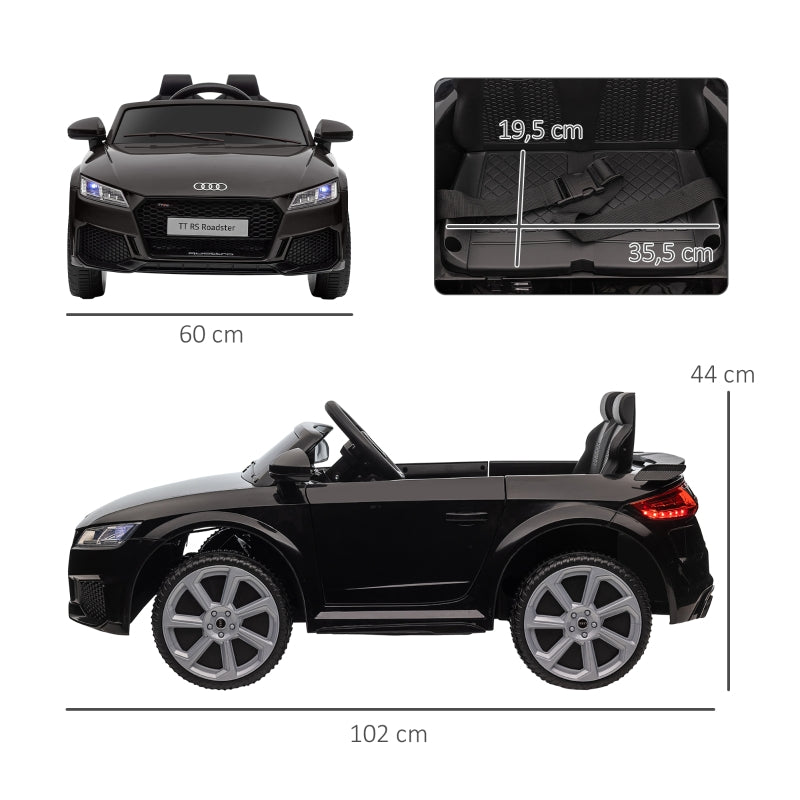 Audi Kinder-Elektroauto, 2.4G Fernbedienung, Musik, Hupe, LED, USB, Schwarz