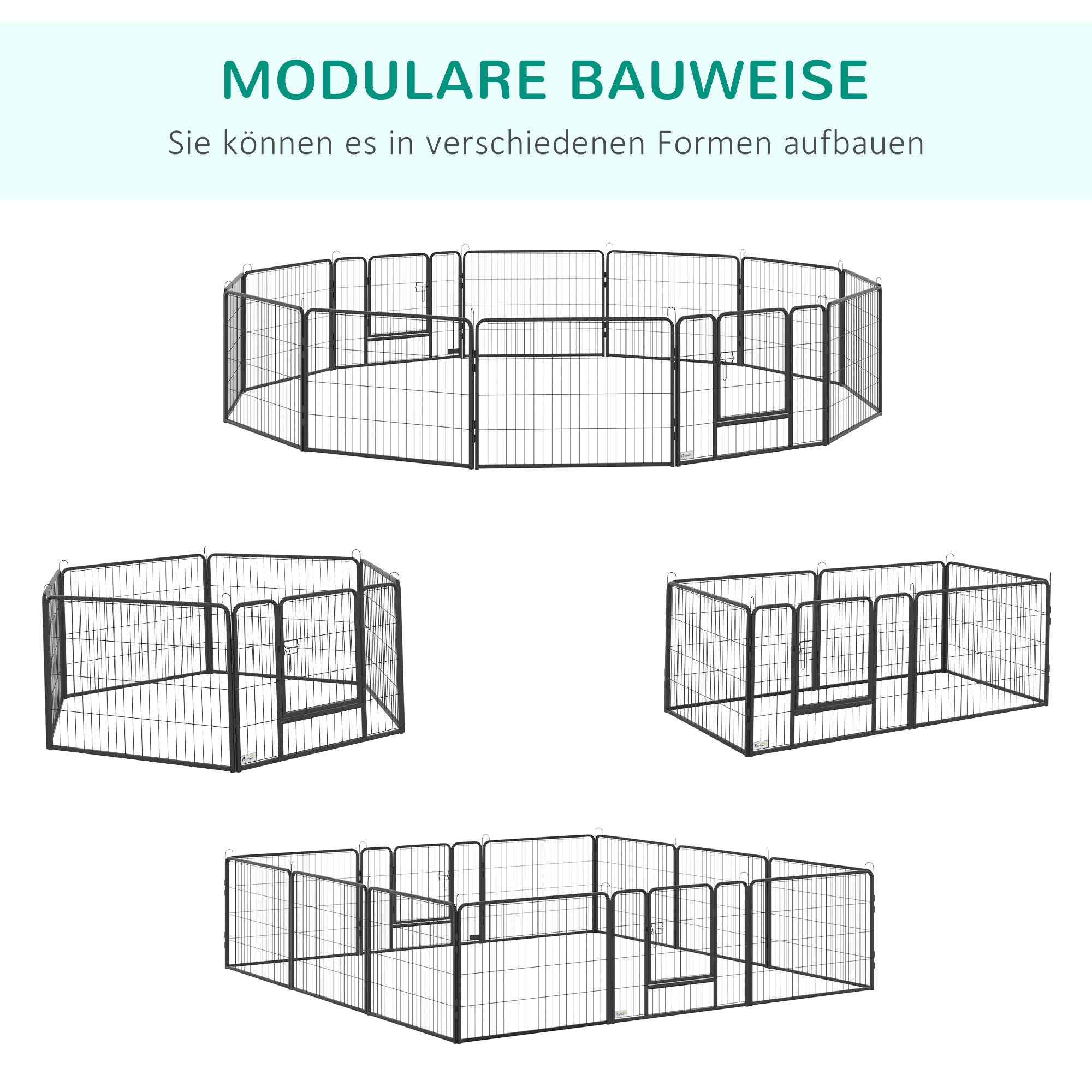 Outdoor Playpen Puppy Run 60cm High 12 Panels Steel Black