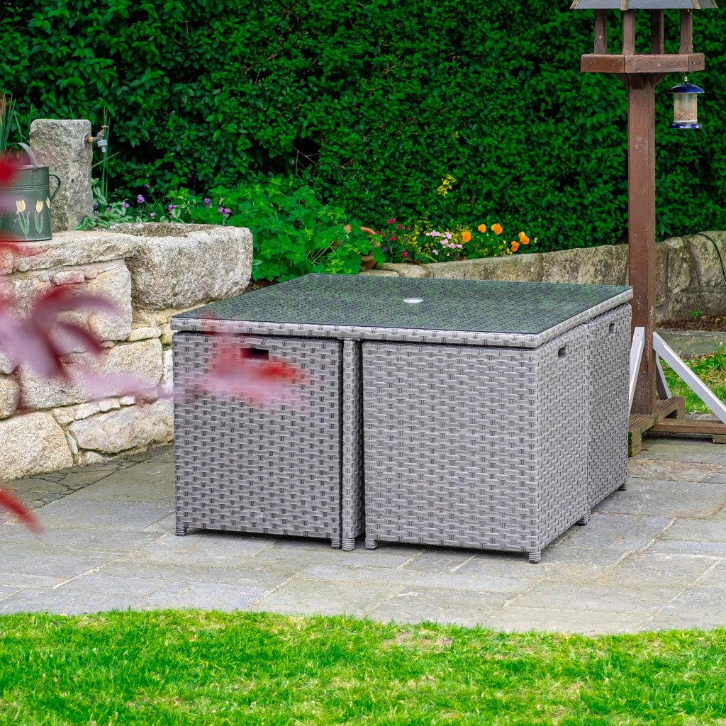 Bespoke Grand - 4 Seater Cube Set with Square Table (Grey) - Rathwood Store