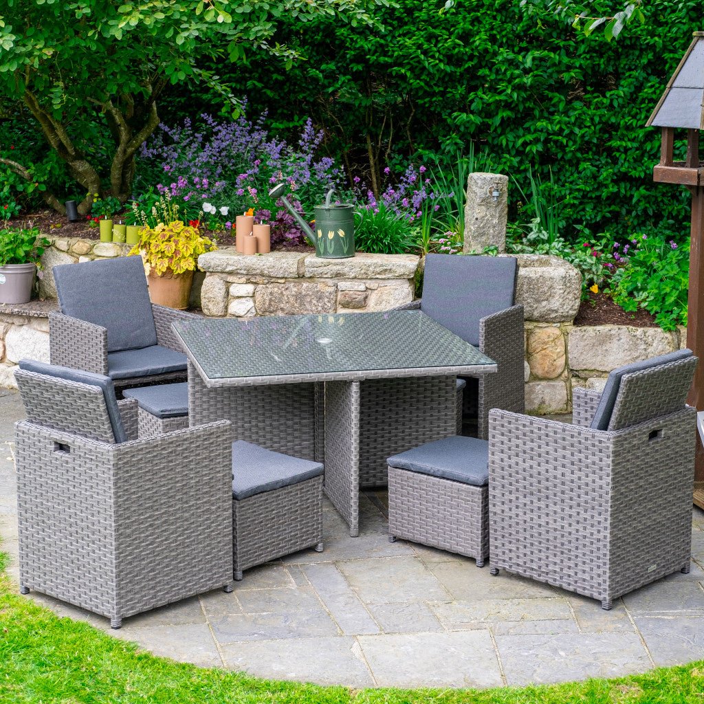 Bespoke Grand - 4 Seater Cube Set with Square Table (Grey) - Rathwood Store