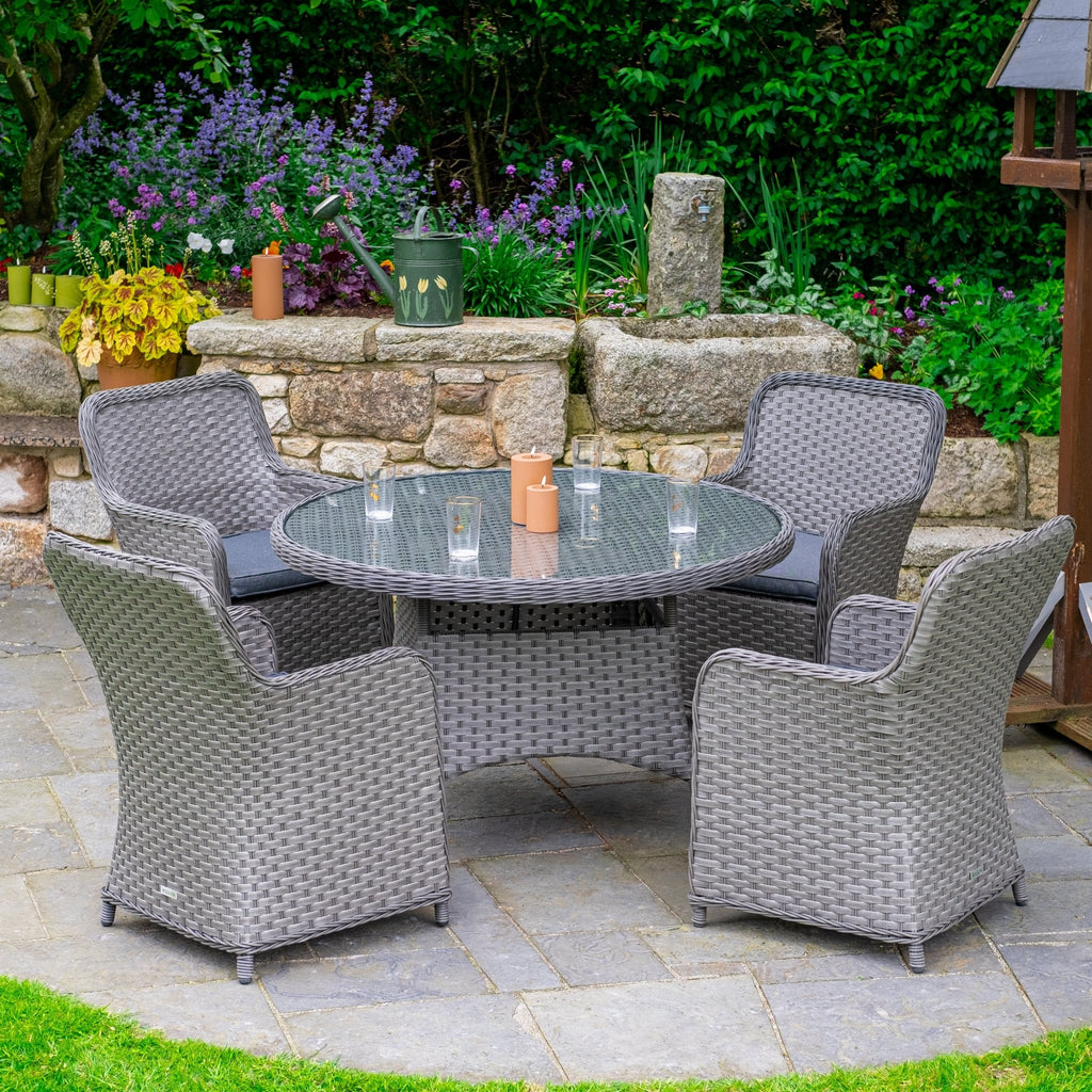 Bespoke Grand - 4 Seater Set with 1.25m Round Table (Grey) - Rathwood Store