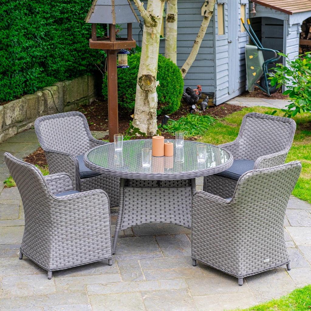 Bespoke Grand - 4 Seater Set with 1.25m Round Table (Grey) - Rathwood Store
