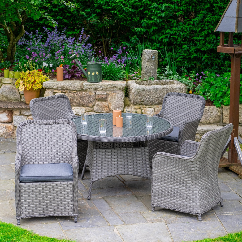 Bespoke Grand - 4 Seater Set with 1.25m Round Table (Grey) - Rathwood Store