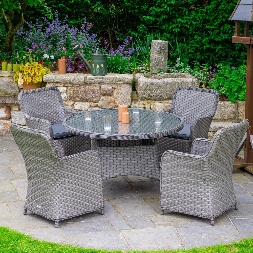 Bespoke Grand - 4 Seater Set with 1.25m Round Table (Grey) - Rathwood Store
