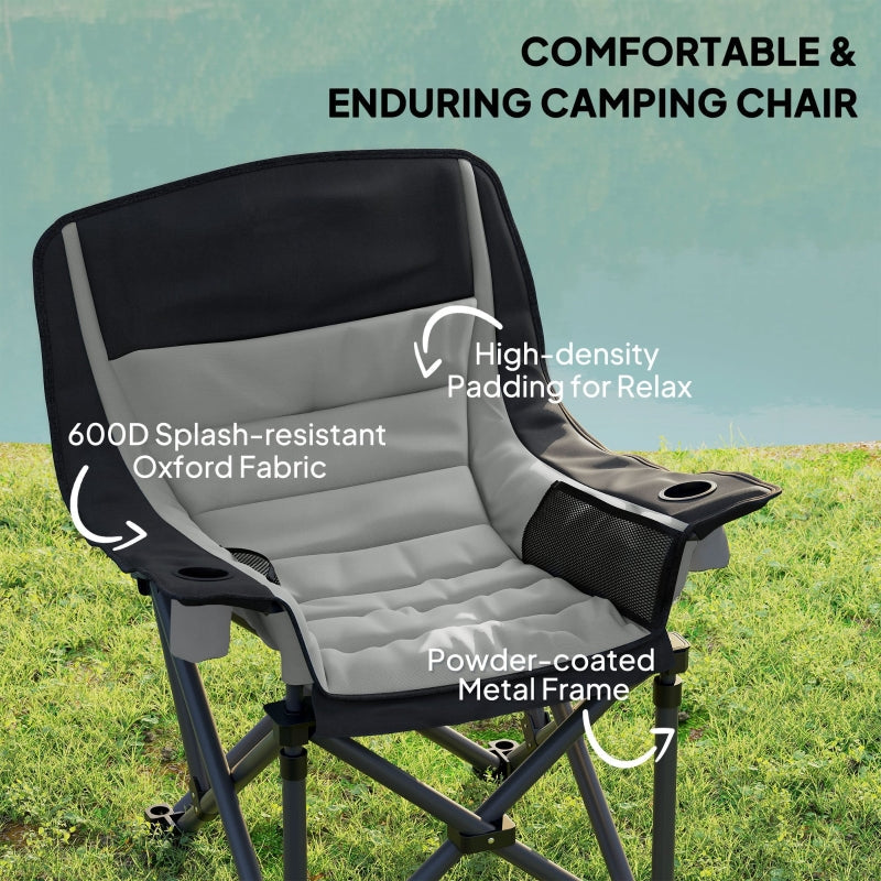 Portable Camping Chair, Padded with Carry Bag - Black/Grey