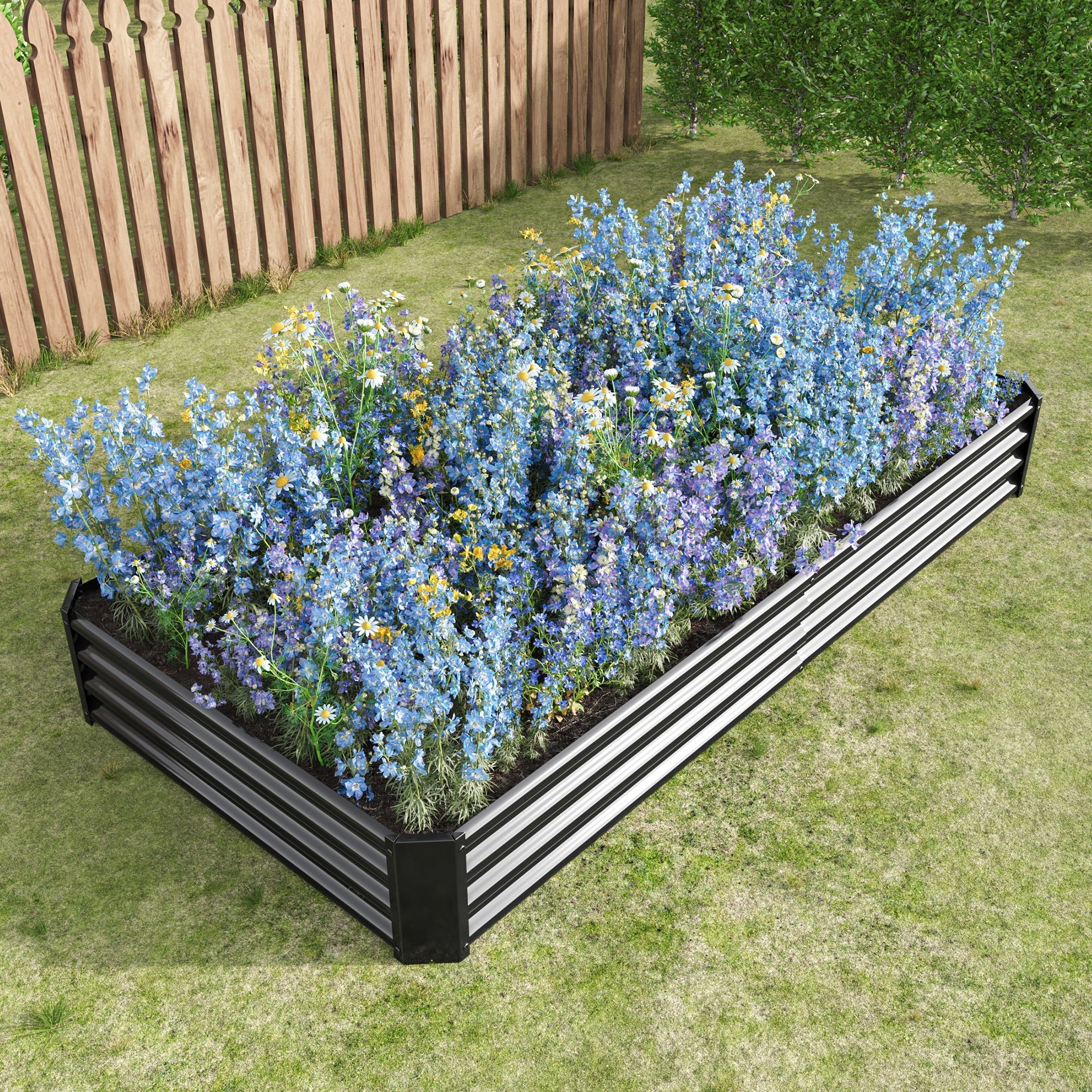 Metal Raised Garden Bed, Robust Steel Rustproof Durable Kit, Anthra