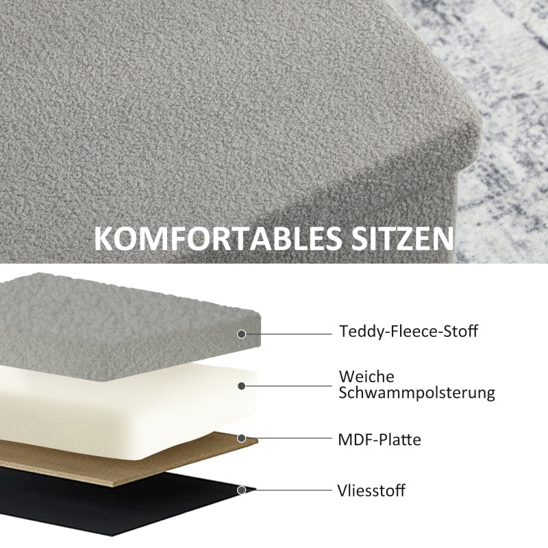 Storage Ottoman Upholstered Bench with Storage and Lid - Light Grey