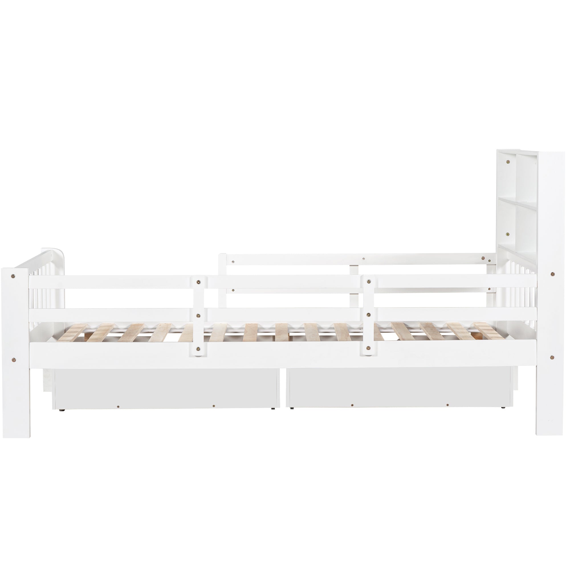 Multi-functional Children's Bed with Drawers and Chalkboard, 90x200cm, White