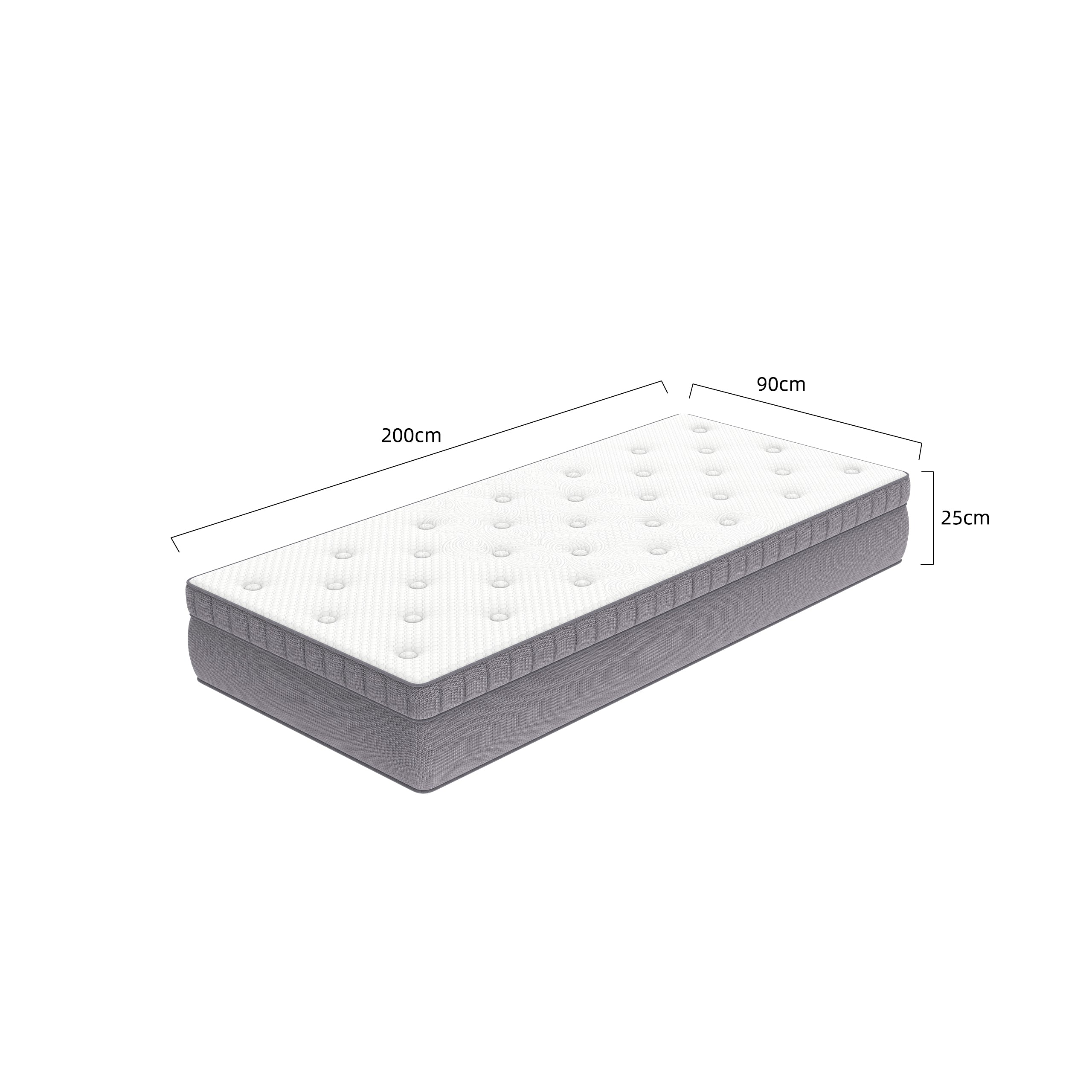 7-Zone Pocket Spring Mattress, 90x200cm H3 with Comfort Foam, OEKO-TEX Certified