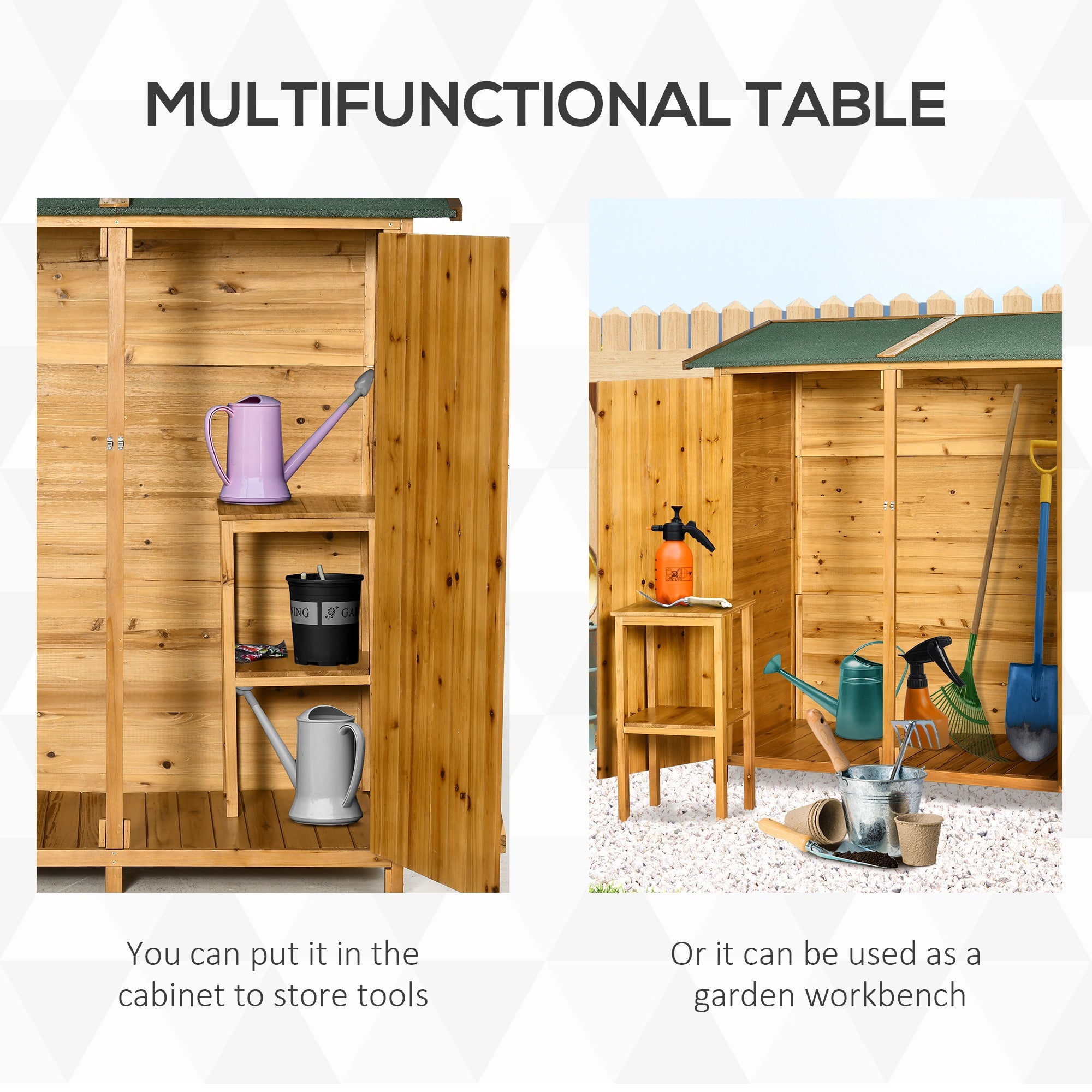 Fir Wood Garden Shed, with Asphalt Roof - Natural