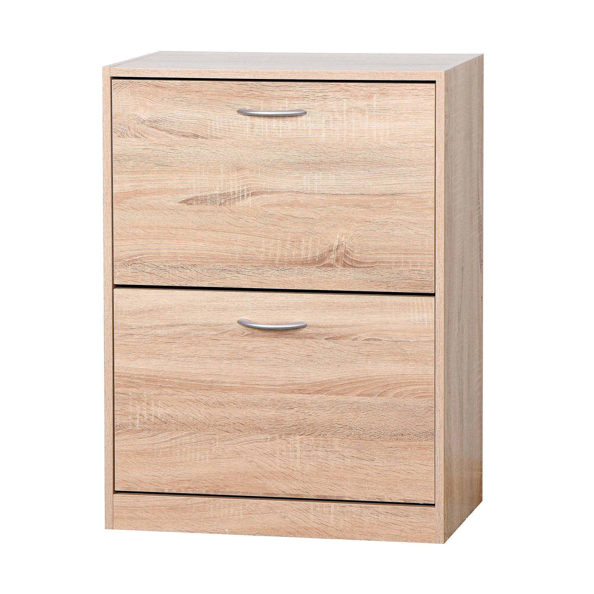 Shoe Cabinet 2 Hinged Doors Entryway Storage - Vintage Wood Grain