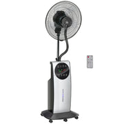 Pedestal Fan with Misting Function, 90W 3 Air Modes, Remote Control, Black