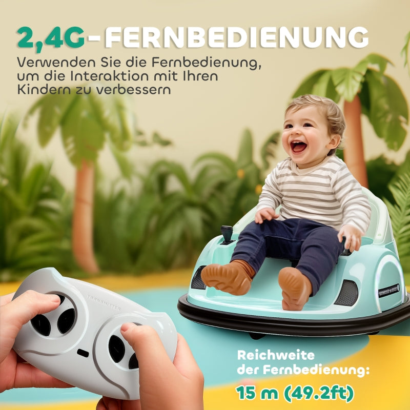 AIYAPLAY Kids Bumper Car with Remote Control Music Lights Green