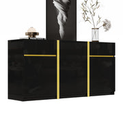 Luxurious Sideboard with 3 Doors and 2 Drawers, High-Gloss Lacquer Finish