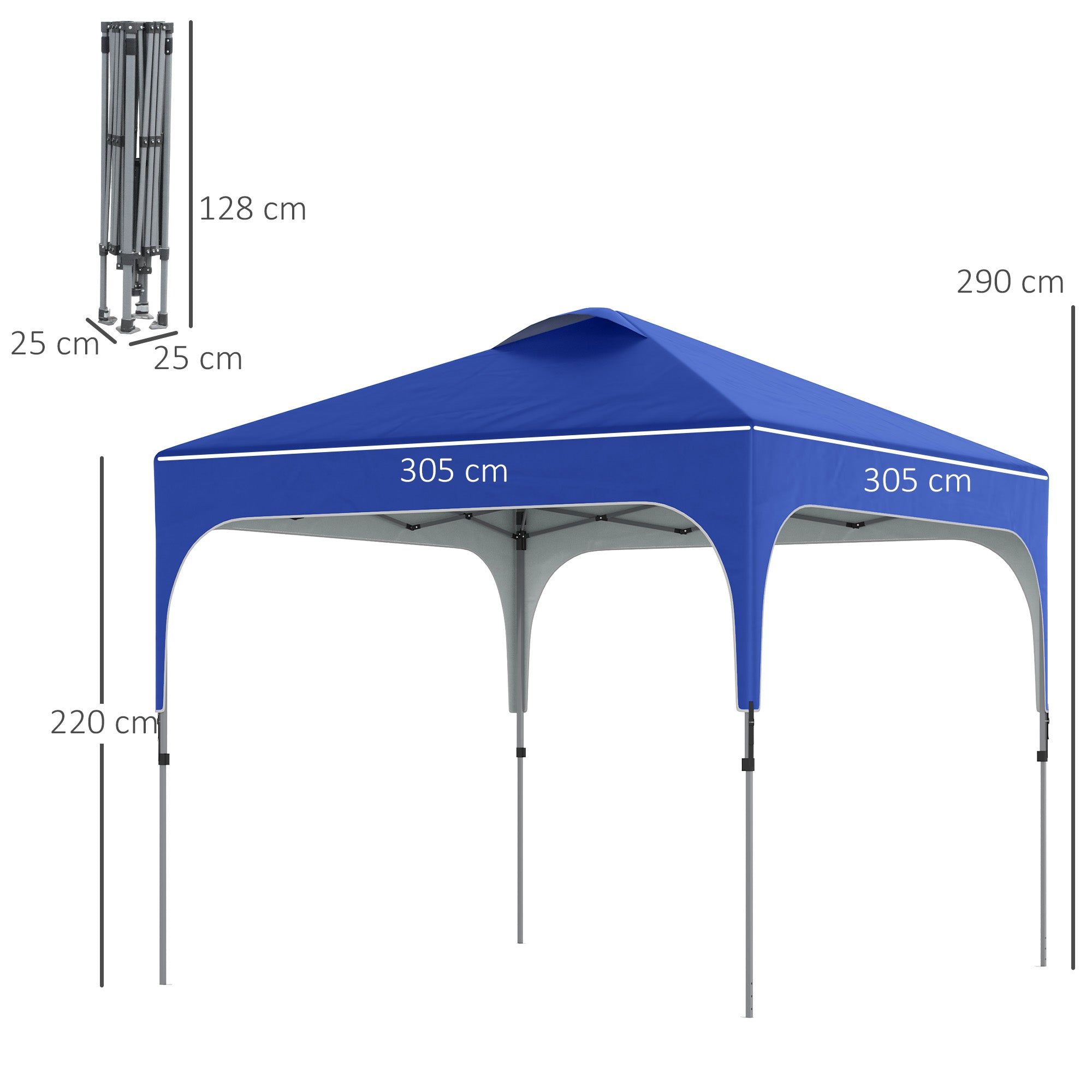 3 x 3M Pop Up Gazebo, UPF 50+ Foldable Canopy Tent with Carrybag, Blue