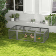 Rabbit Hutch, Winter-Proof Outdoor Cage, 180x90x48 cm, Fir Wood, Gray