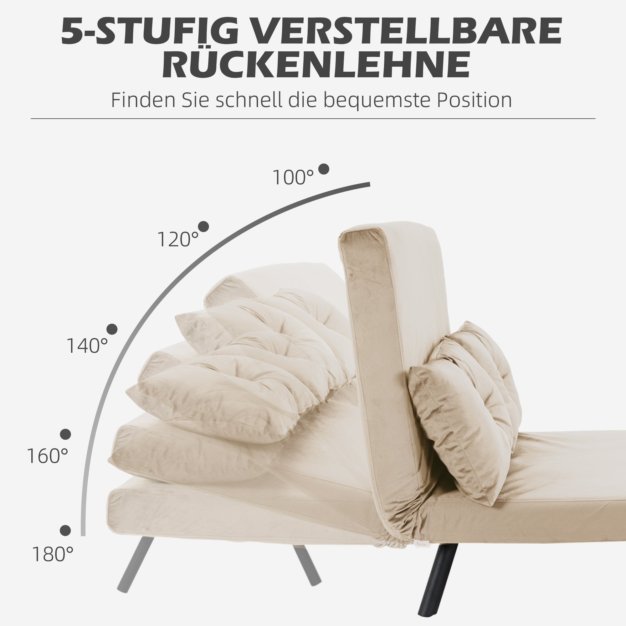 Sofa Bed, Recliner Chair Folding Upholstered, Beige