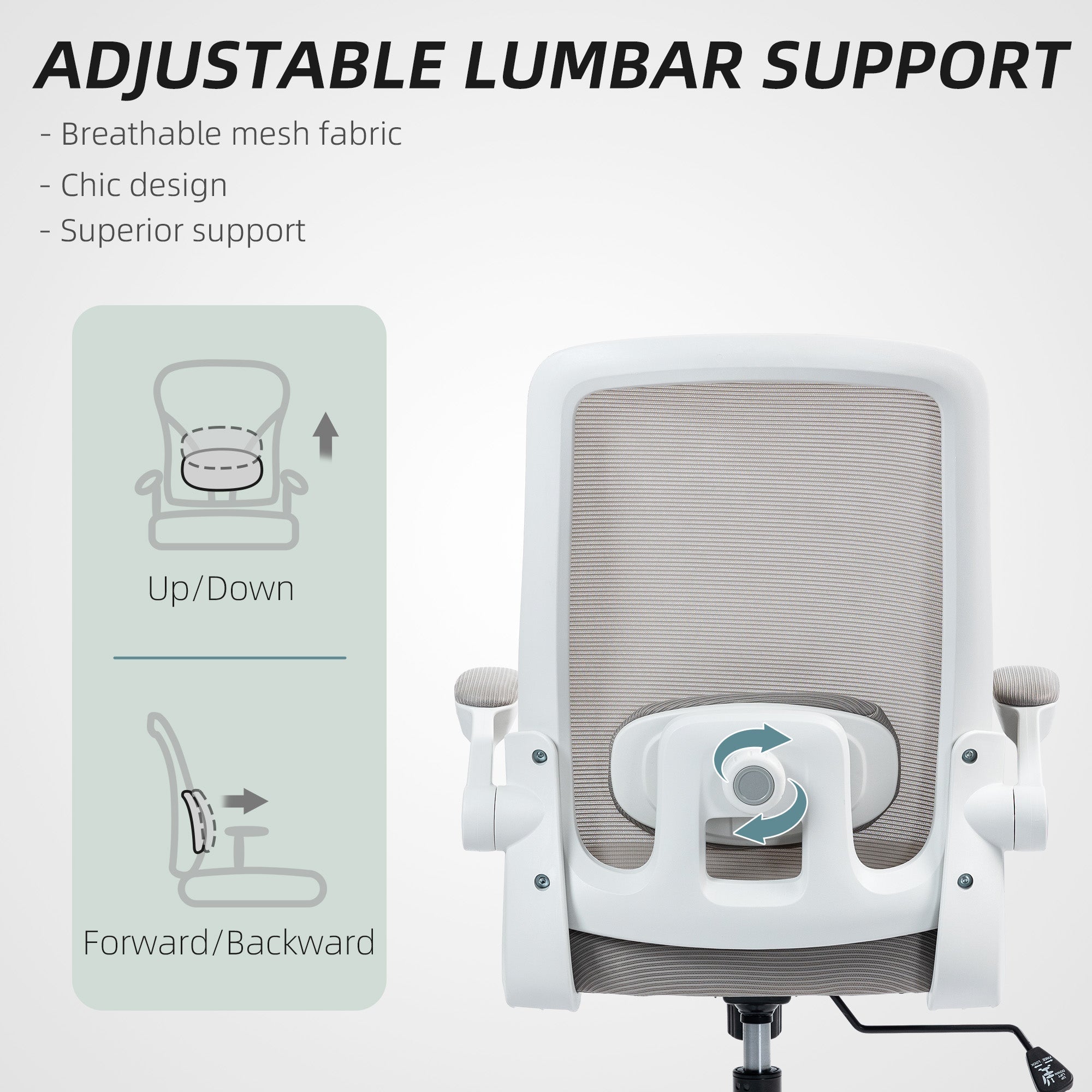 Office Chair Adjustable Mesh Back - Grey