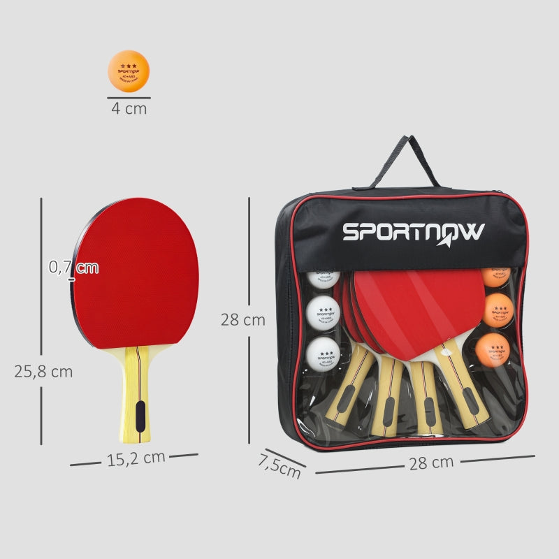 Table Tennis Set - 4 Rackets, 8 Balls, Carry Bag