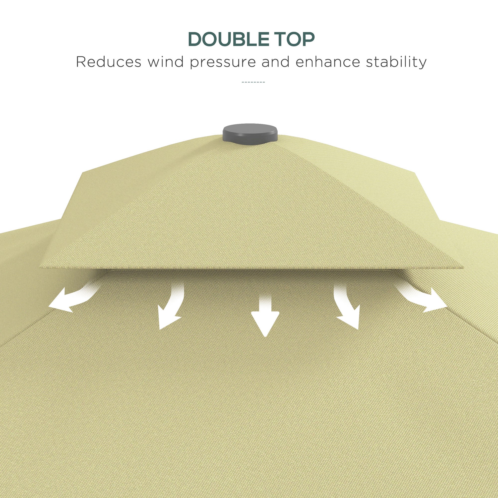 2.5m Square Double Top Cantilever Parasol with Ruffles, Beige