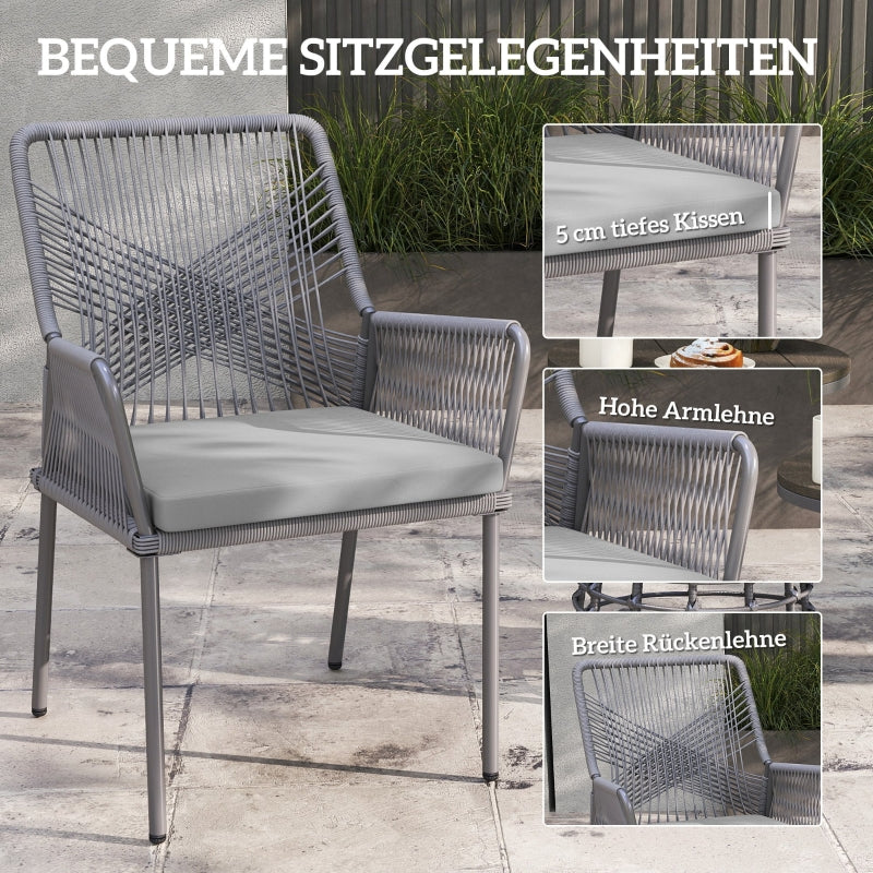 Garden Chairs, Set of 2, Rattan, Dark Grey