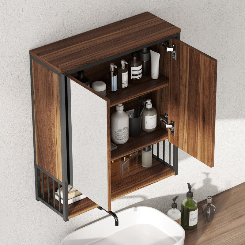 Hanging Mirror Cabinet, Bathroom, MDF Chipboard, Brown