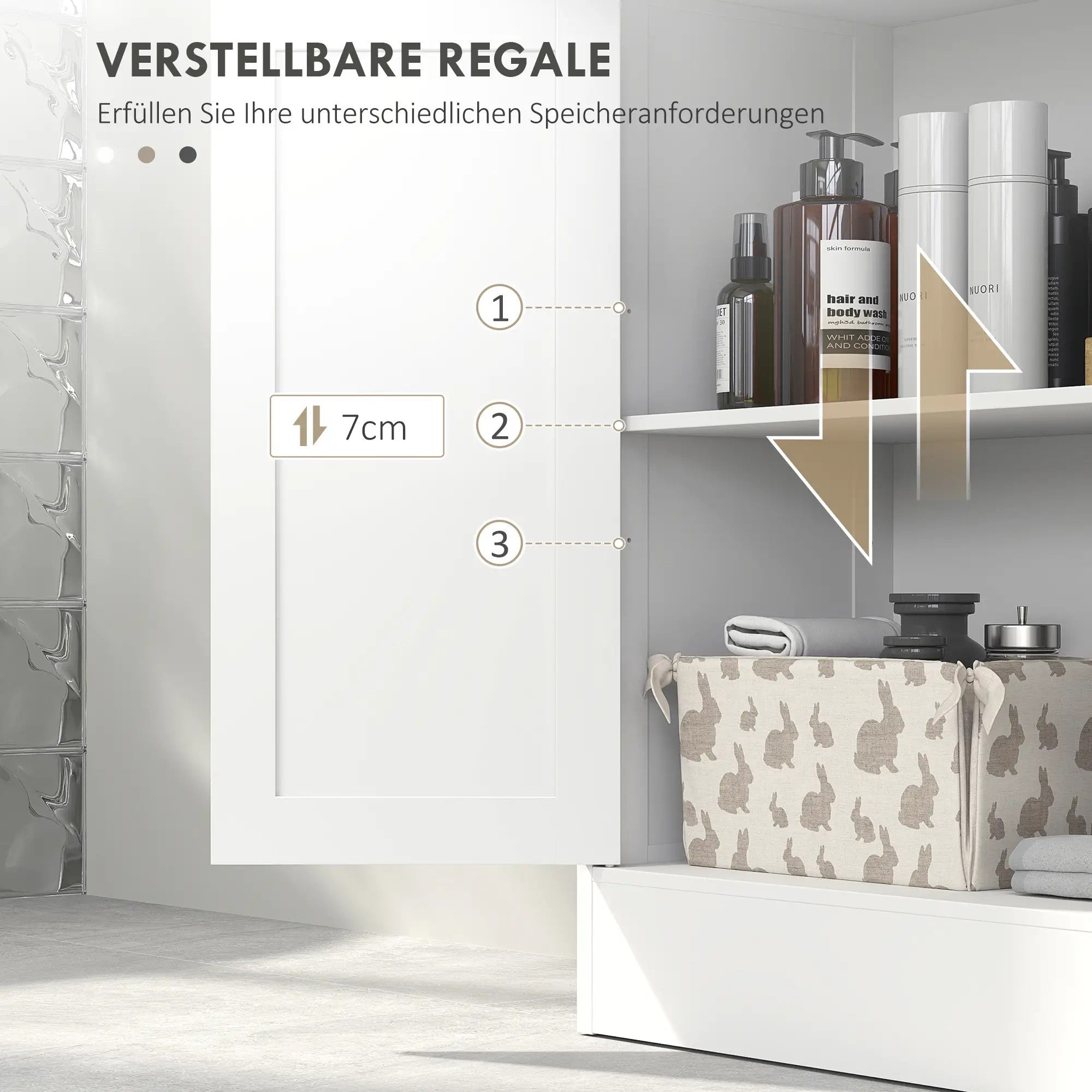 Bathroom Cabinet Storage Adjustable Shelf 2 Drawers Door 60x30x108.8cm White