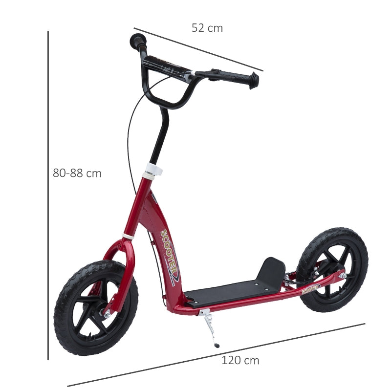 Kids' Kick Scooter with Rear Brake and Height Adjustable Handlebars, Red Steel