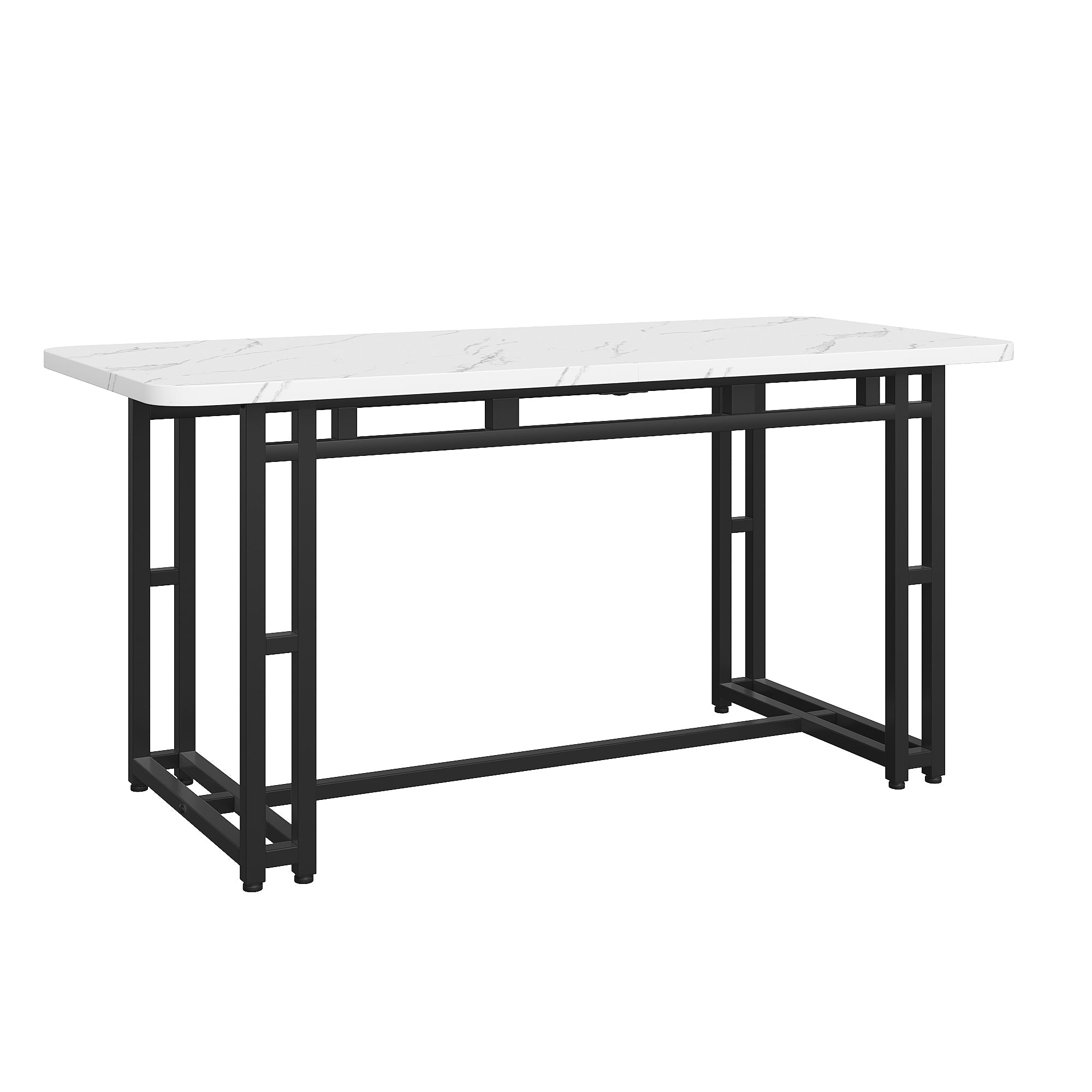 Leichter Luxus-Esstisch, 140x80cm rechteckiger Metallrahmen, Schwarz