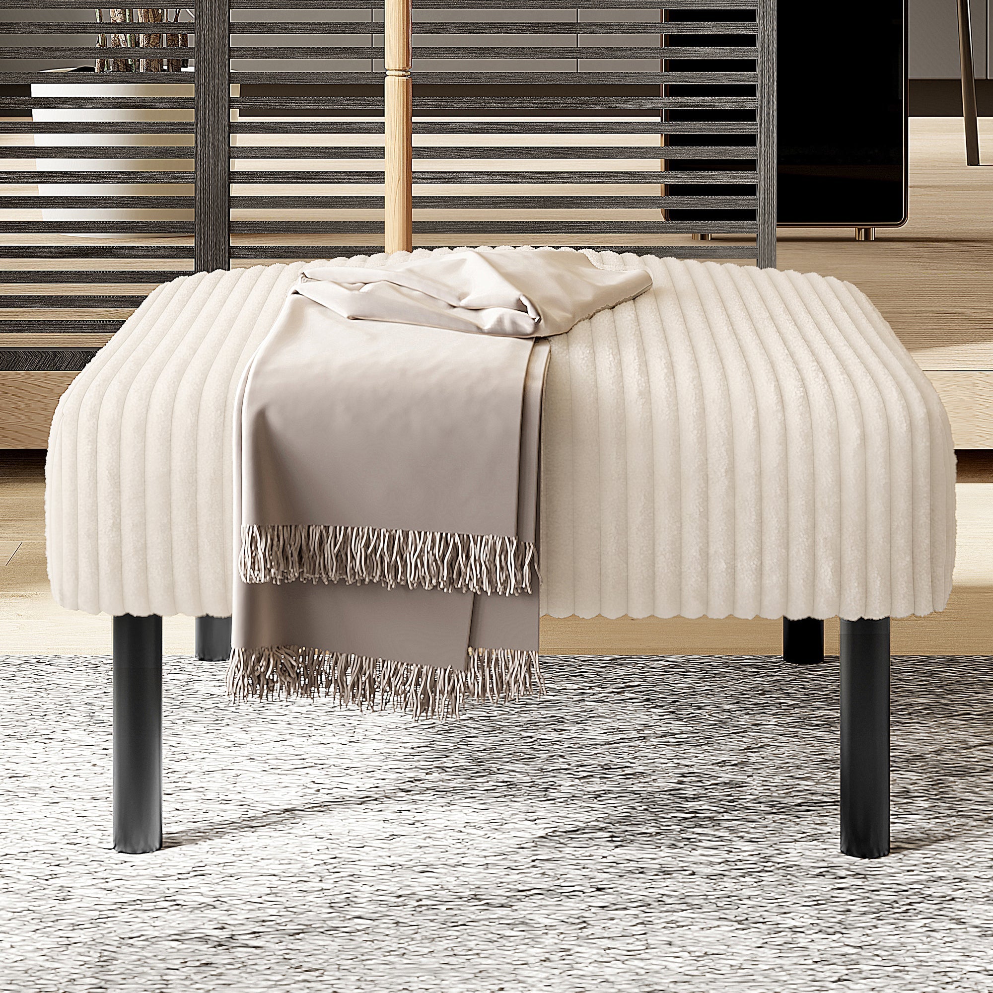 Premium Corduroy Stool - Metal Frame, Velour Cover - Corduroy