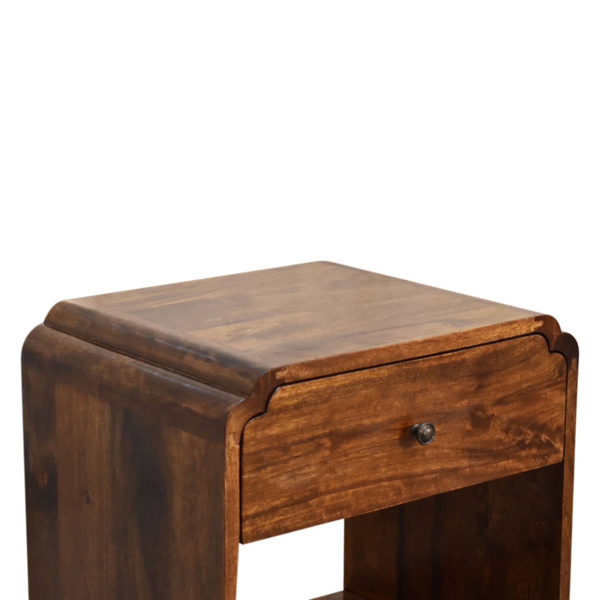Newton Bedside, 1 Drawer and Open Shelf, Solid Wood Dark Brown