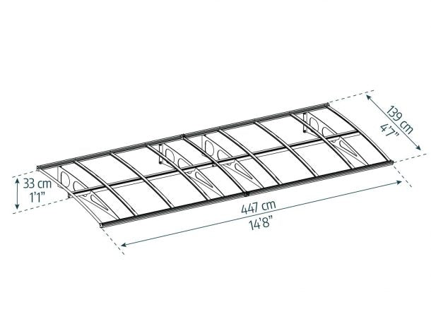 Bordeaux 5 ft. x 14 ft. Door Awning Kit - White Structure & Twin Wall Panels - Rathwood Store