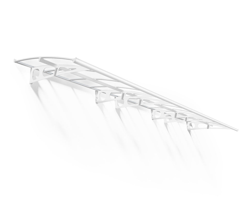 Bordeaux 5 ft. x 21 ft. Door Awning Kit - White Structure & clear Panels - Rathwood Store