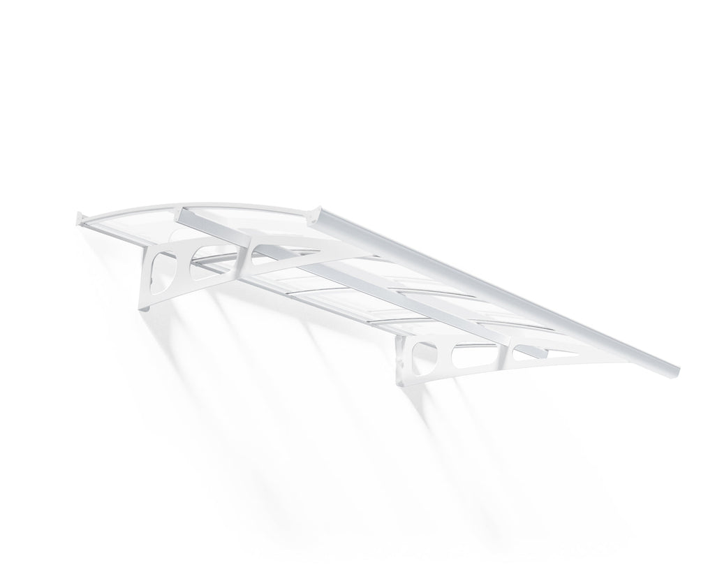 Bordeaux 5 ft. x 7 ft. Door Awning Kit - White Structure & clear Panels - Rathwood Store